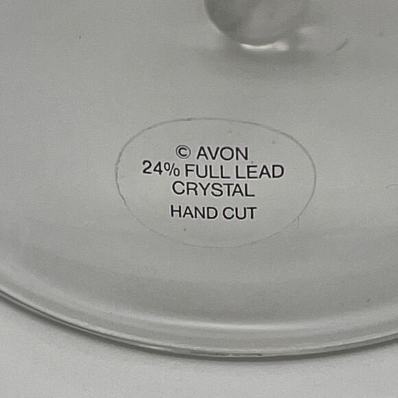 AVON Lot Set of 4 Lead Crystal Wine Goblet Glass Bell Candlestick Holders Footed - Picture 9 of 16